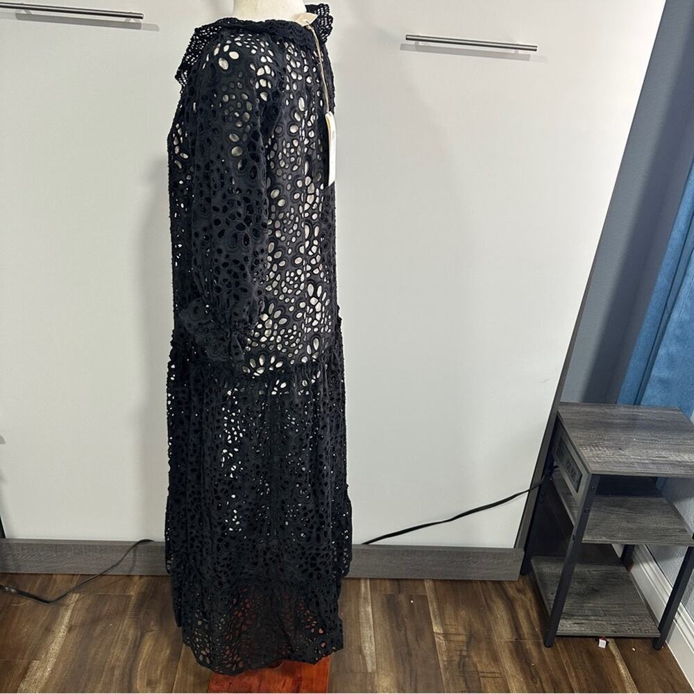 NWT DX Collection Black Eyelet Lace Maxi Dress Size S Beach Resort Cover Up - Picture 12 of 12
